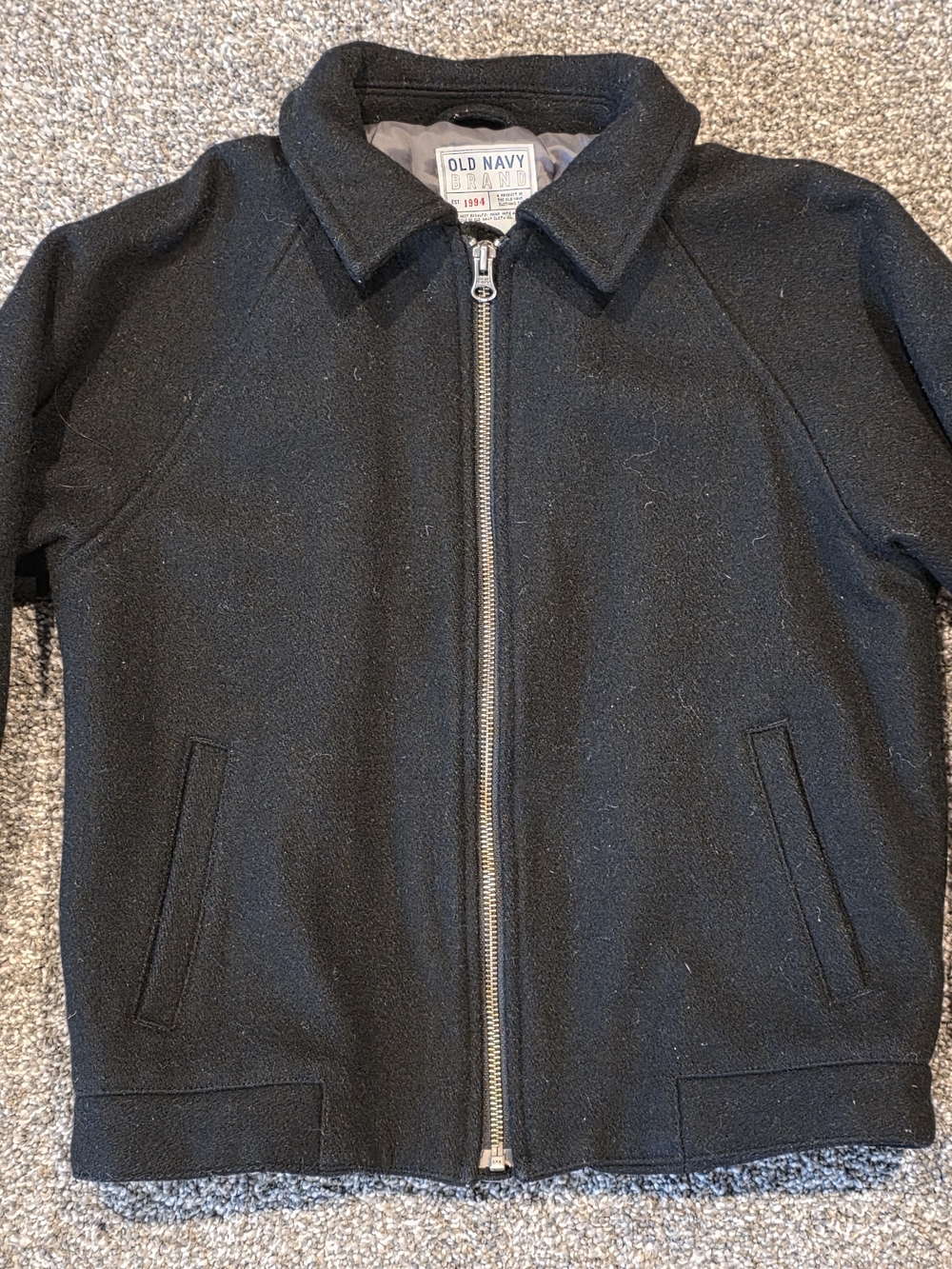 Old Navy Black Zip-Front Wool Blend Jacket